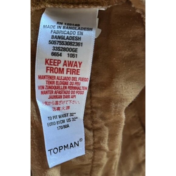 Topman Men’s Size 32 Stretch Skinny Chino Shorts Khaki Brown Beige Cotton - Picture 12 of 14